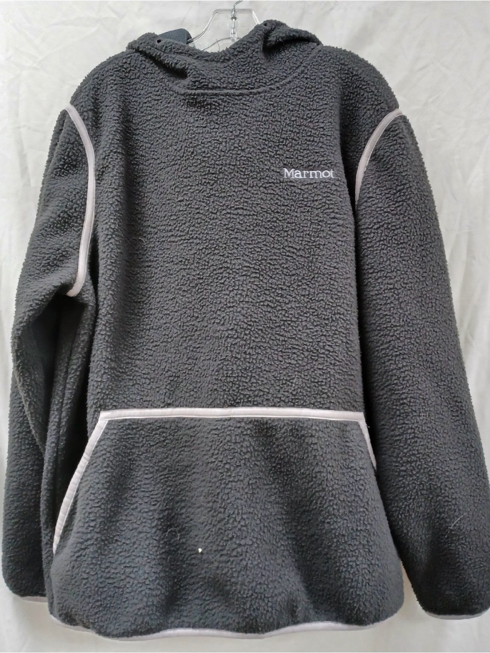 Women's Marmot XXL Sherpa Fleece Pullover Hoodie Dark Gray 100% Polyester